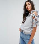 Missguided Tall One Shoulder Tie Detail Blouse - Multi
