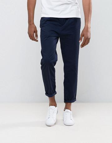 Tom Tailor Cropped Chino With Pleat - Navy