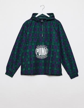 Puma X The Hundreds Check Windbreaker In Navy