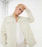 Collusion Long Sleeve Utility Shirt In Stone-neutral