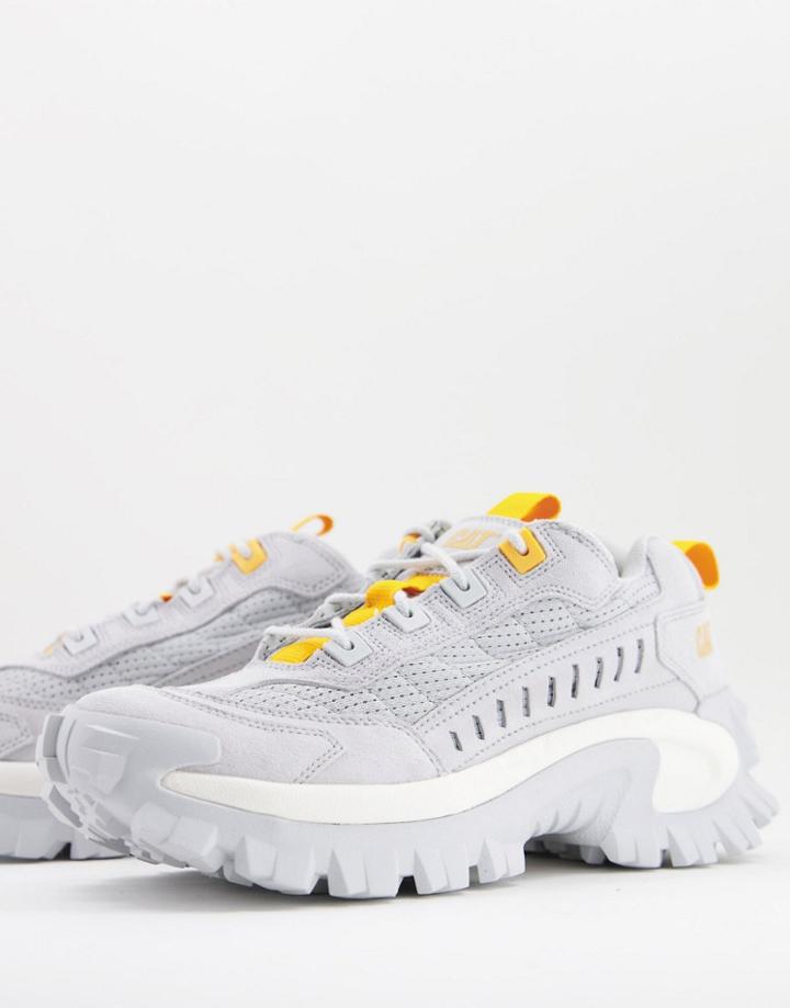 Caterpillar Intruder Vent Sneakers In White With Orange Trim