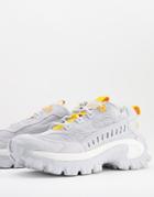 Caterpillar Intruder Vent Sneakers In White With Orange Trim