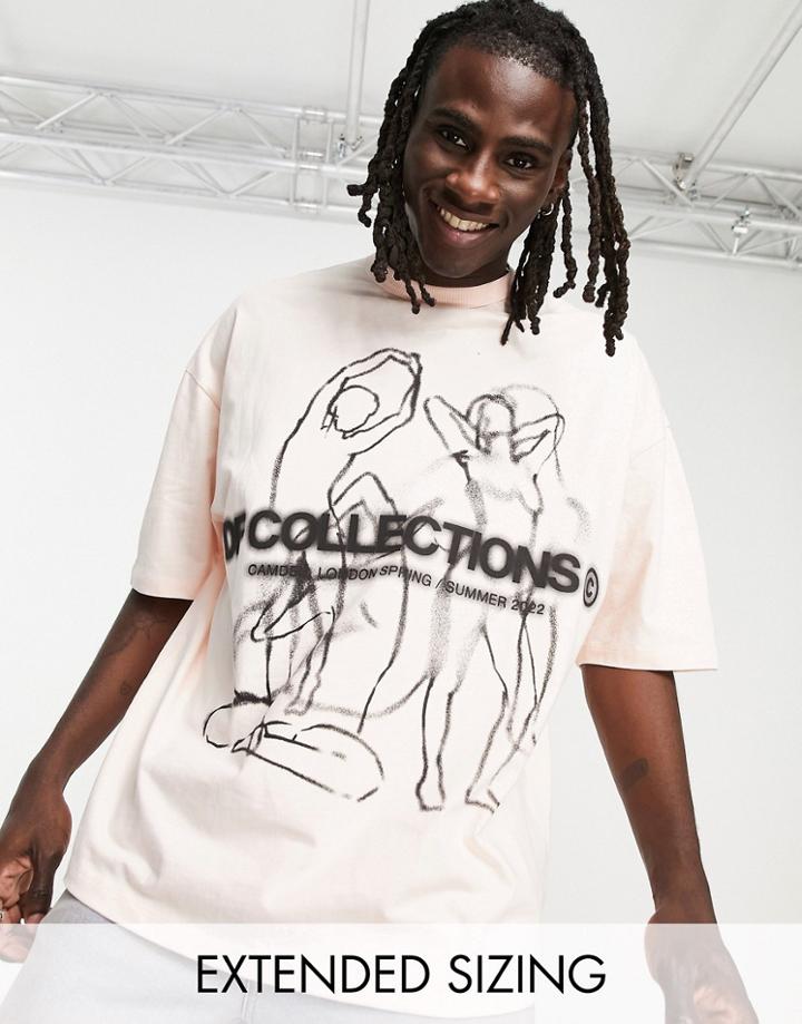 Asos Dark Future Oversized Heavyweight T-shirt With Abstract Graphic In Pink