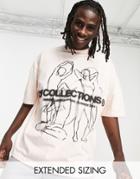 Asos Dark Future Oversized Heavyweight T-shirt With Abstract Graphic In Pink