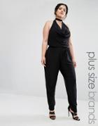 Club L Plus Jumpsuit With Choker Neck - Black