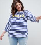 Asos Curve T-shirt With Smile In Stripe - Multi