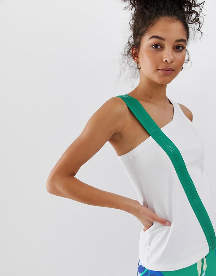Asos 4505 Tank With Elastic Strap Detail - White