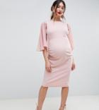 Asos Design Maternity Woven Mix Cape Back Pencil Dress - Pink