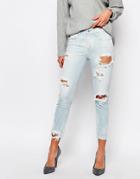 A-gold-e Sophie Ankle Grazer Skinny Jean With All Over Distressing - Blue