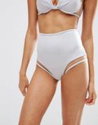 Asos Mix And Match Silver Mesh Insert High Waist Bikini Bottom