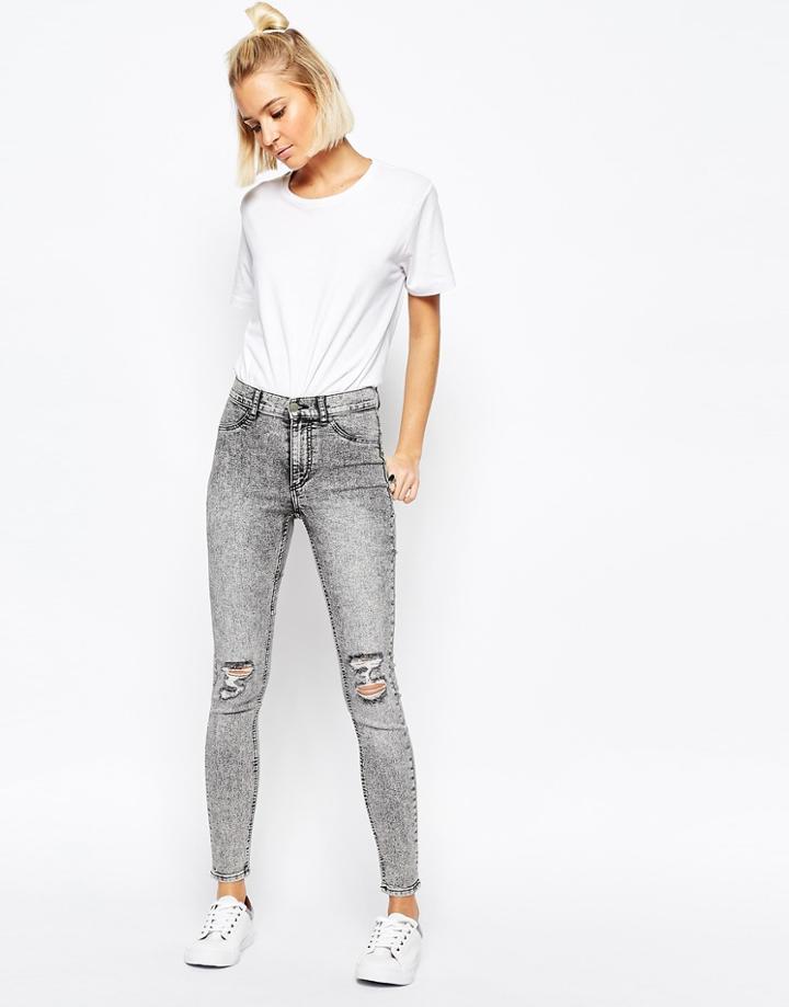 Cheap Monday High Spray Destroyed High Waist Superskinny Jeans - Gray
