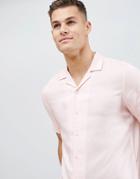 Asos Design Regular Fit Viscose Shirt With Revere Collar In Pink - Pink