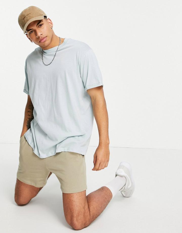 Brave Soul Roll Sleeve T-shirt In Mint-green