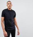 Asos Design Tall Polo Shirt In Black - Black