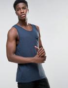 Bershka Tank With Pocket Detail In Navy - Navy