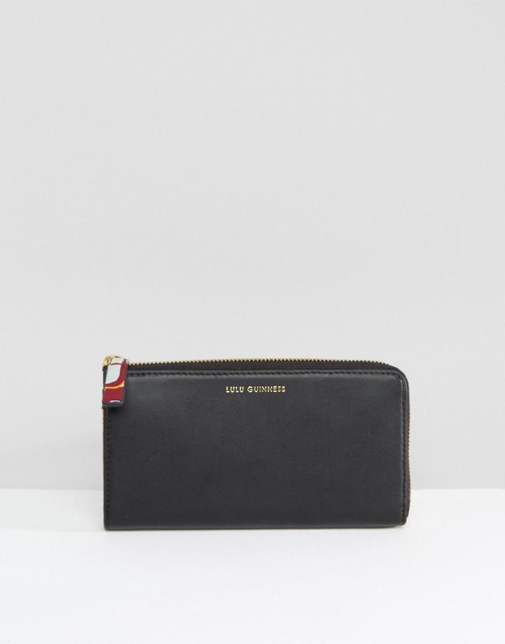 Lulu Guinnes Swirl Leather Zip Around Purse - Black