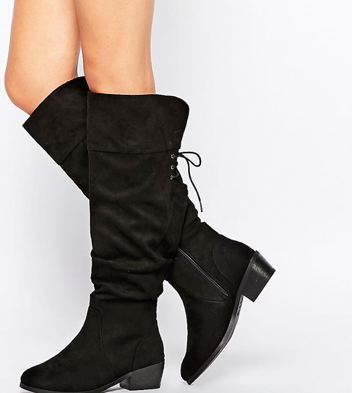 New Look Wide Fit High Leg Boots - Black