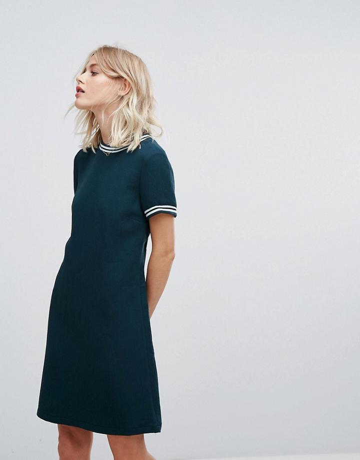 Esprit Contrast Rib Shift Dress - Green