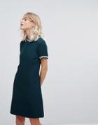 Esprit Contrast Rib Shift Dress - Green