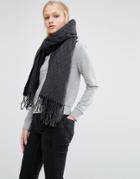 Cheap Monday Oversized Knitted Scarf With Tassels In Black - Black