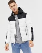 Hollister Hooded Puffer Jacket Icon Logo In White - White