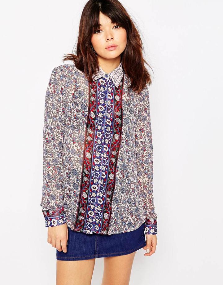Brave Soul Mixed Print 70's Shirt - Multi