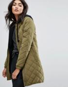 Jdy Longline Quilted Bomber Jacket - Green