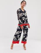 Oasis Cropped Wide Leg Pants In Scarf Print - Multi