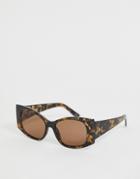 Asos Design Oversized Angled Square Sunglasses-brown
