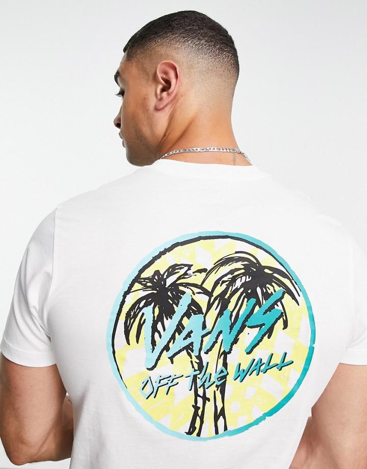 Vans Sketched Palms Back Print T-shirt In White