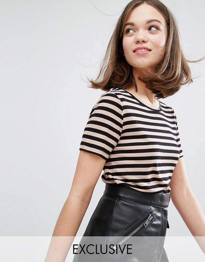 Monki Stripe T-shirt - Beige