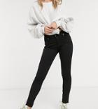 Dr Denim Petite Lexy Mid Rise Super Skinny Jeans In Black