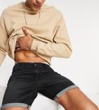 Don't Think Twice Tall Slim Fit Denim Shorts In Washed Black