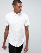 Abercrombie & Fitch Pique Shirt Button Through One Pocket In White - White