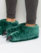 Asos Claw Slippers In Green - Green