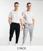 Asos Design Organic Skinny Sweatpants 2 Pack Black/gray Heather-multi
