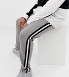 Asos Design Plus Retro Track Skinny Sweatpants With Side Stripe In Gray