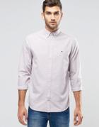Tommy Hilfiger Shirt With Flag Logo In Port In New York Regular Fit - Tawny Port