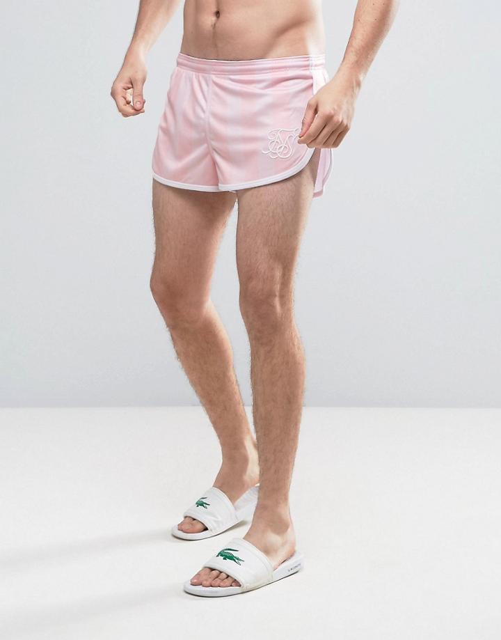 Siksilk Retro Swim Shorts In Pink - Pink