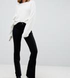 Asos Design Petite Bell Flare Jeans In Clean Black With Pressed Crease