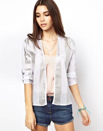 Asos Blazer In Metallic Stripe