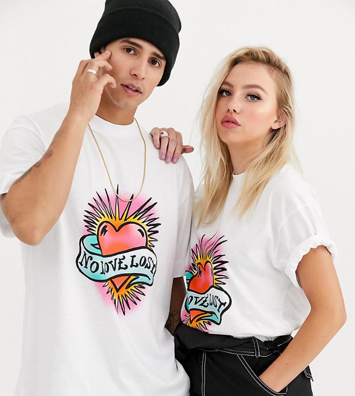 Collusion Unisex Oversized T-shirt With Love Heart Print