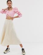 Resume Osaka Gingham A-line Midi Skirt-cream