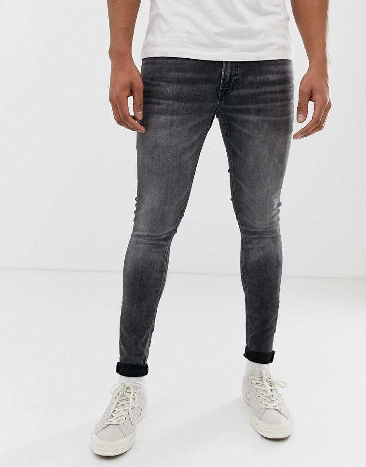 Jack & Jones Skinny Fit Jeans In Washed Black - Black