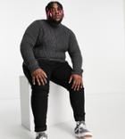 Bolongaro Trevor Plus Levi Patched Cable Mock Neck Sweater-gray
