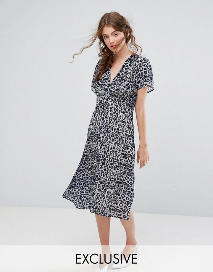 Lily And Lionel Exclusive Leopard Midi Dress - Multi