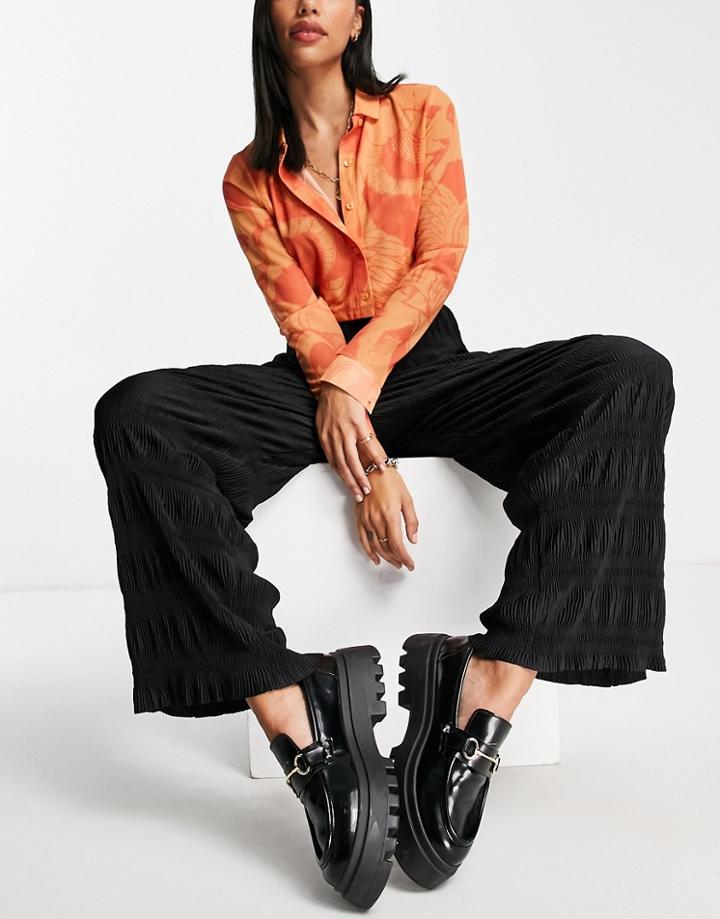 Vero Moda Shirred Plisse Wide Leg Pant In Black - Part Of A Set