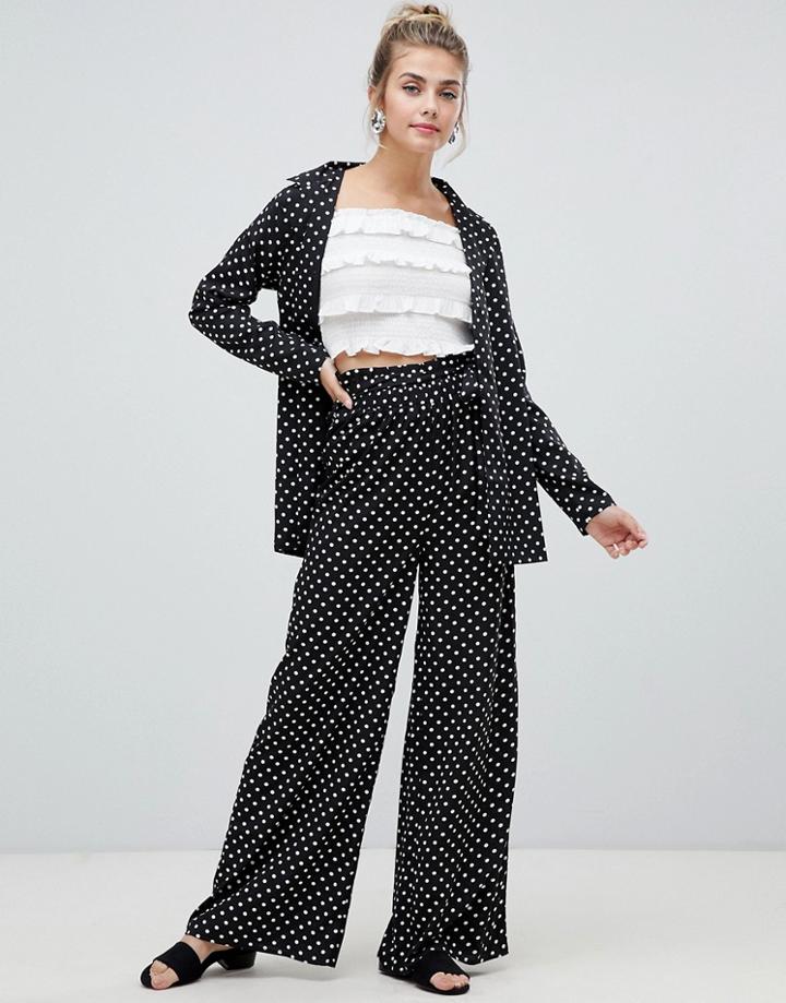 Influence Polka Dot Wide Leg Pants - Black