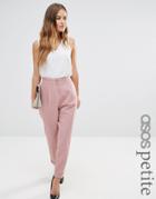 Asos Petite Tailored High Waisted Pants With Turn Up Detail - Blue