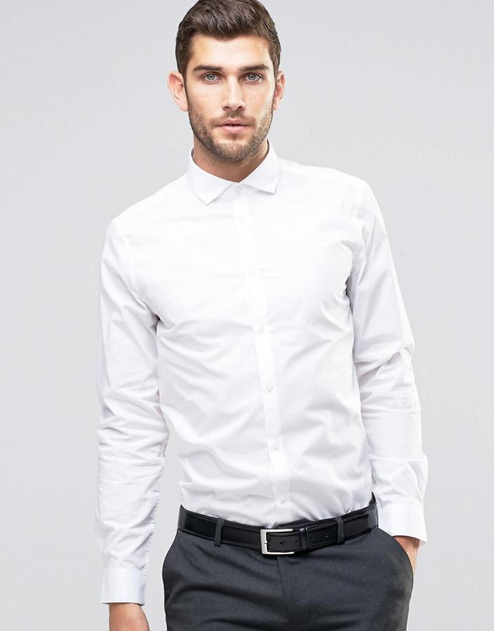 Asos Regular Fit White Shirt With Cutaway Collar - White